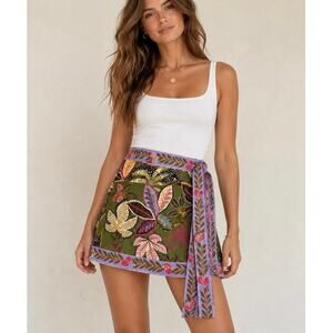FARM Rio Quilted Green Wild Jungle Mini Skirt Medium NWT